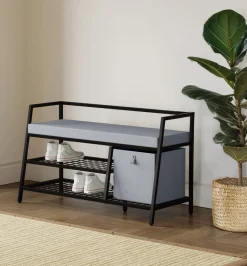 Skohylle med benk 107x42x62 cm, svart