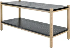 Skohylle svart metall og tre, 80,8 cm