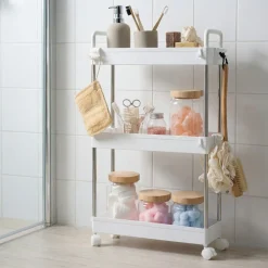 Smal trillevogn med 3 hyller, hvit