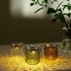 Solcellelykt glasskrukke 8 cm
