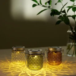 Solcellelykt glasskrukke 8 cm