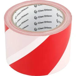 Sperrebånd, rødt og hvitt plastbånd, 50 mm x 100 m