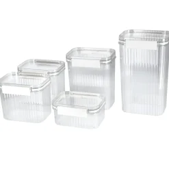 Stabelbare plastbokser med lokk, 5-pakning