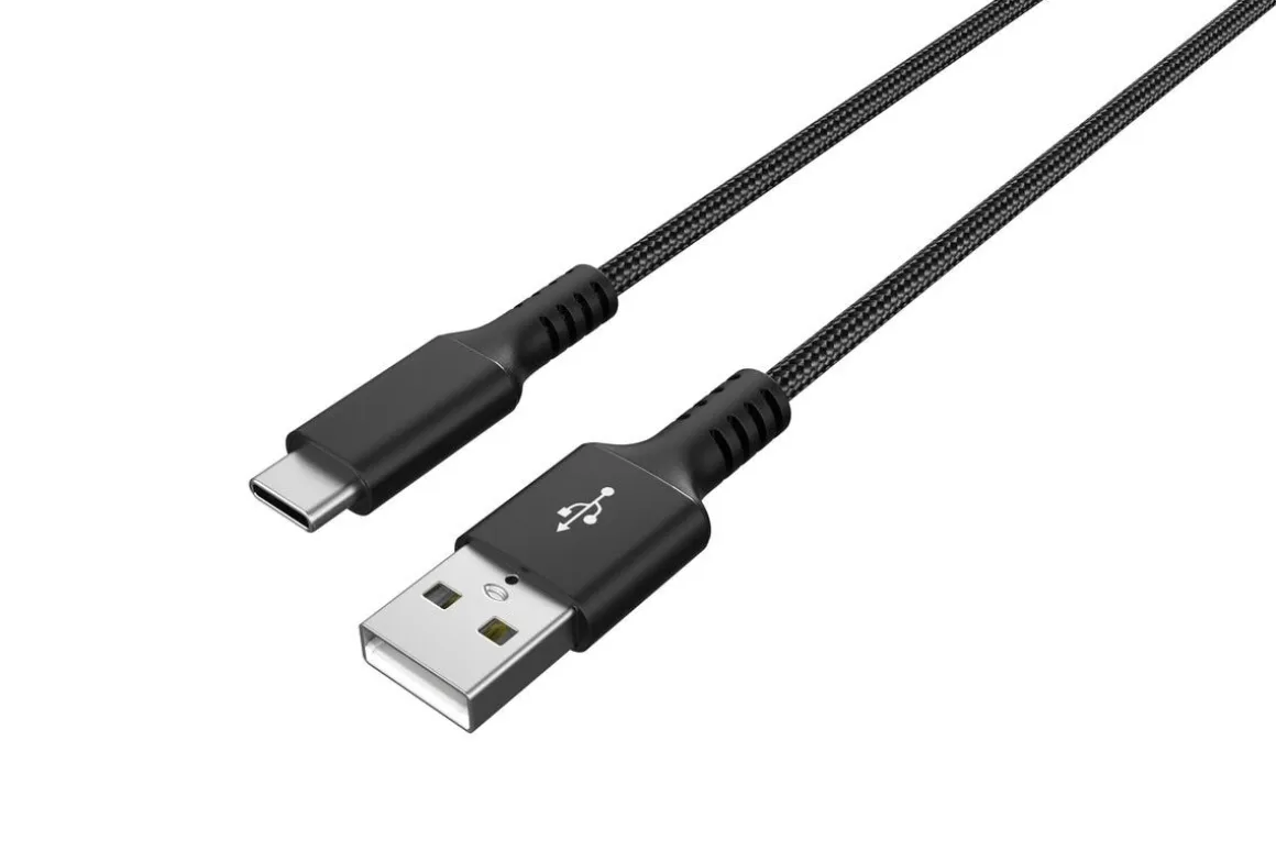 Stoffkledd USB C kabel 1,5m USB-A til USB-C Clas Ohlson