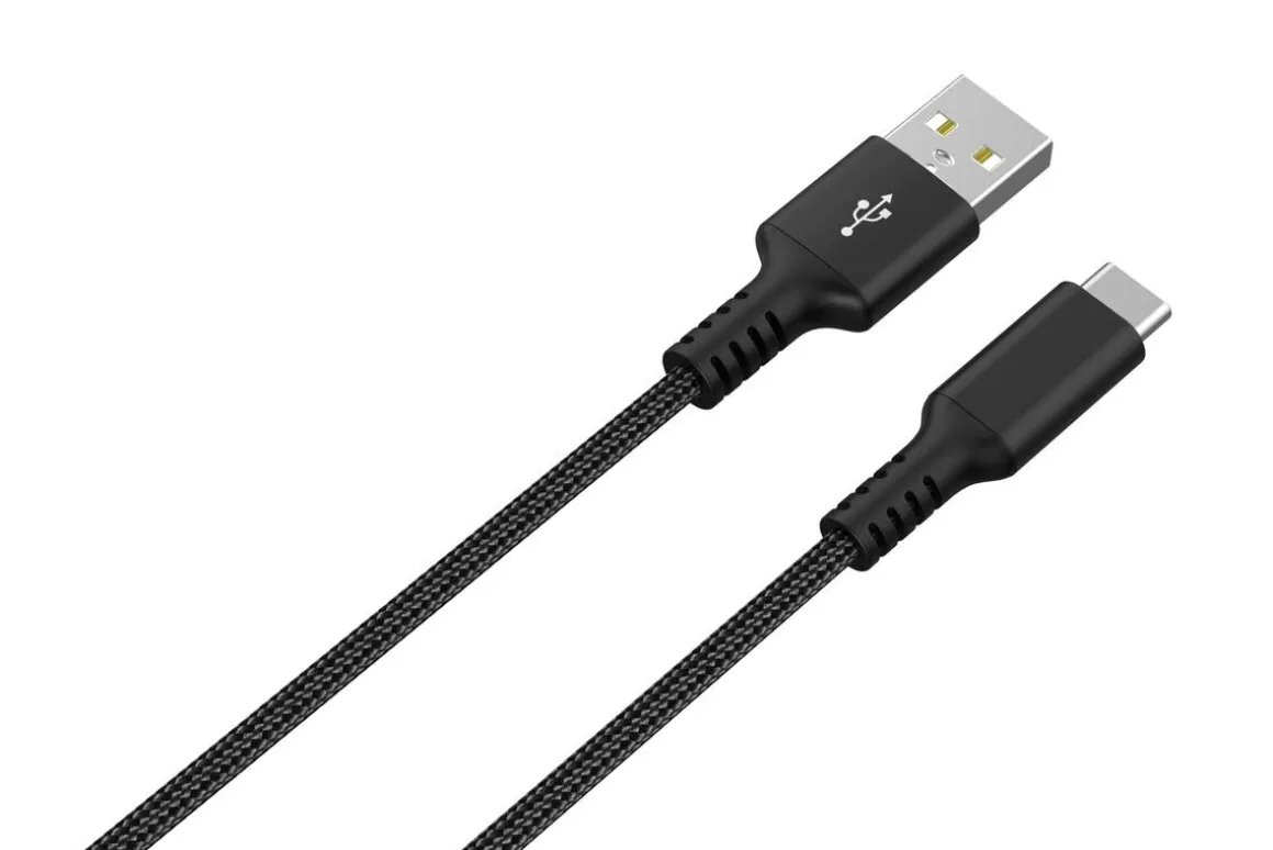 Stoffkledd USB C kabel 1,5m USB-A til USB-C Clas Ohlson