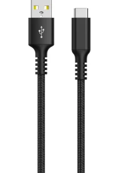 Stoffkledd USB C kabel 3m USB-A til USB-C Clas Ohlson