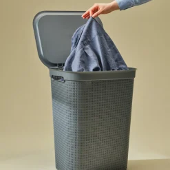 Stor skittentøyskurv med lokk og håndtak, 50 liter