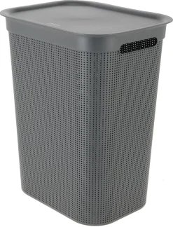 Stor skittentøyskurv med lokk og håndtak, 50 liter