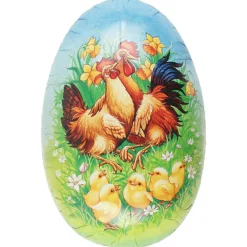 Stort påskeegg i papp med klassiske påskemotiv, 30 cm