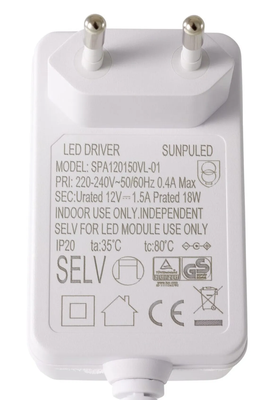 Strømadapter 12 V DC/18 W