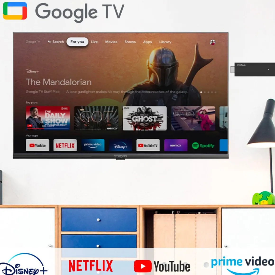 Strong SRT 41 TV Stick med Android og Chromecast