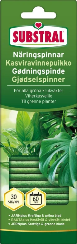Substral næringspinner til grønne potteplanter, 30-pakning