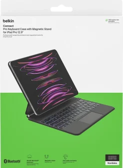 Tastatur for iPad Pro 12,9 tommer, futteral med stativ