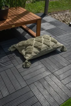 Terrasseheller balkong plast, grå gulvfliser, 4-pakning