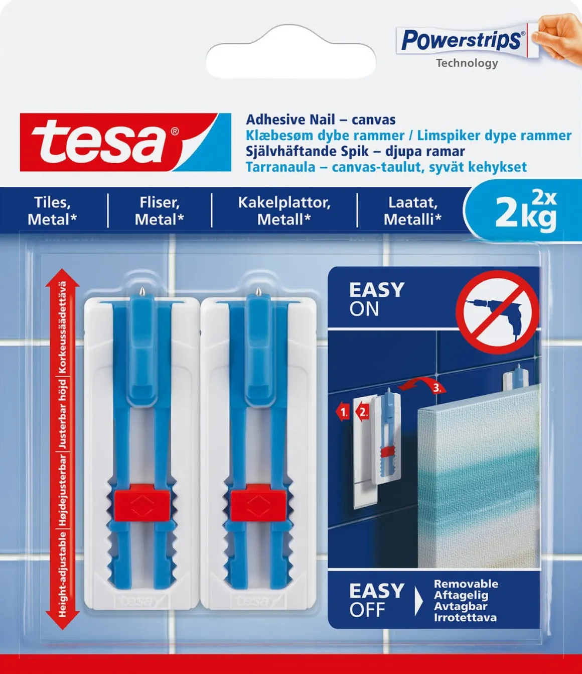 Tesa limspiker canvas, 2-pakning