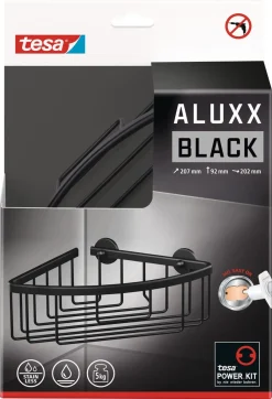 Tesa Aluxx enkel hjørnekurv, selvklebende, svart