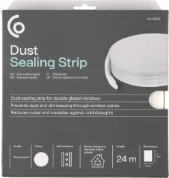 Tetningslist hvit, 1–5 mm, holder støv ute