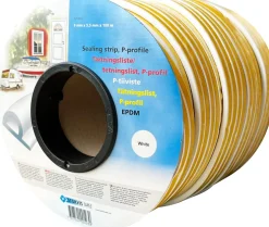 Tetningslist P-profil hvit, 3–5 mm 100 m, Stokvis Tapes