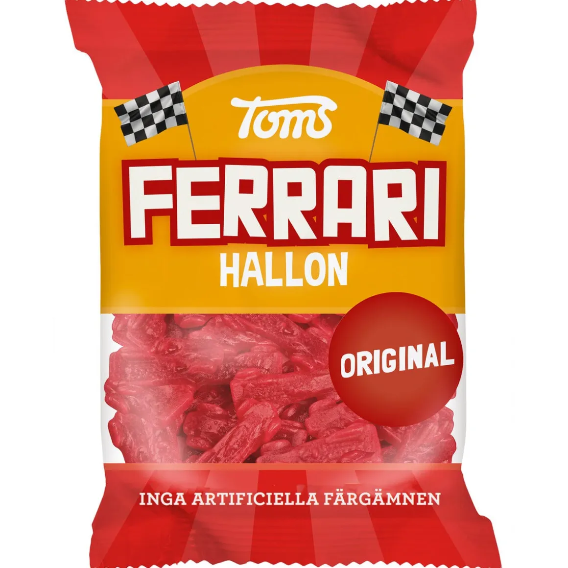 Toms Ferrari vingummi bringebærsmak små biler