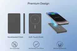 Trådløs magnetisk powerbank, 5000 mAh