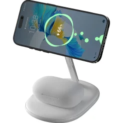 Trådløs magnetisk Qi2-lader til iPhone og AirPods, hvit