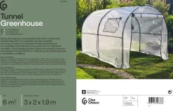 Tunneldrivhus plast 6 m², 3 x 2 x 1,9 m