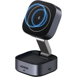 Ugreen 2-i-1 Qi2 trådløs lader, sammenleggbar, 15 W