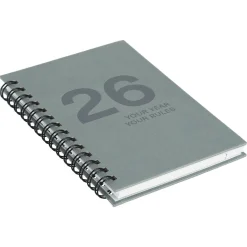 Ukekalender 2026 A6 spiralinnbundet, grå