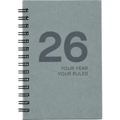 Ukekalender 2026 A6 spiralinnbundet, grå