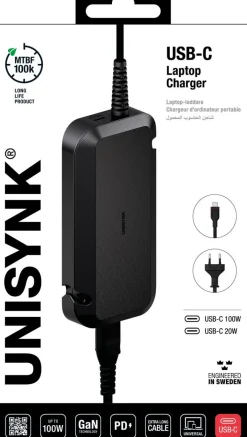 Unisynk USB-C-lader på 100 W til bærbar datamaskin