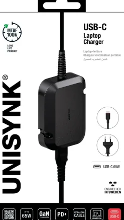 Unisynk USB-C-lader på 65 W til bærbar datamaskin