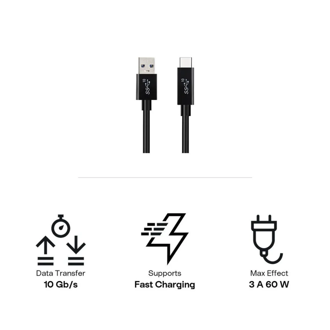 USB A til USB C-kabel 1 m, Clas Ohlson SuperSpeed+ 3.1