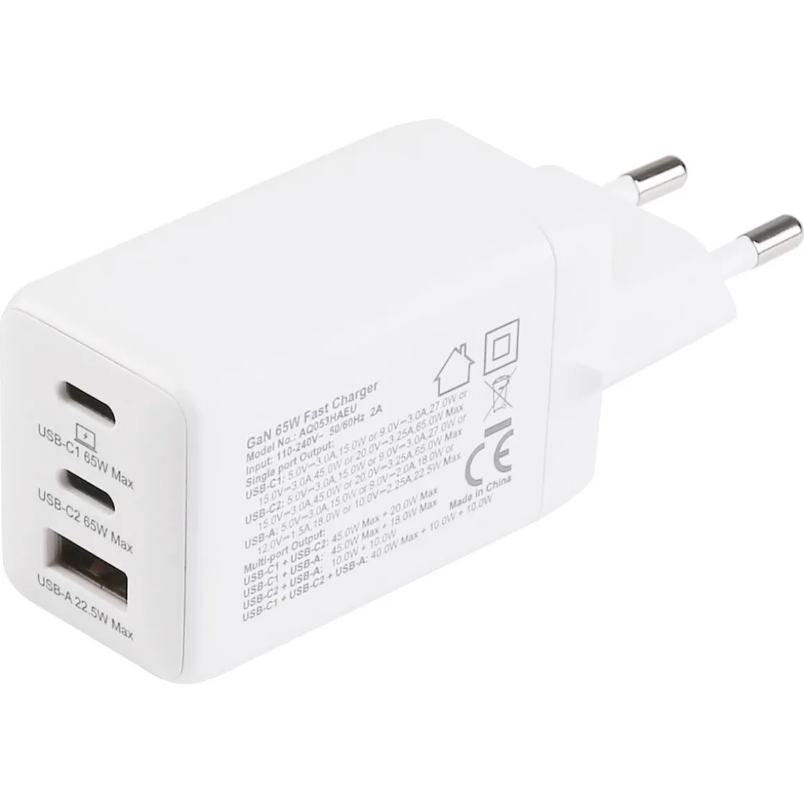 USB-C-lader Dual Port GaN 65 W