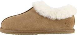 Varme unisex innetøfler i semsket skinn, beige