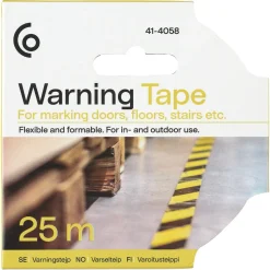 Varseltape svart og gul, 50 mm x 25 m
