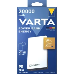 Varta Energy powerbank 20 000 mAh, 3 USB-porter
