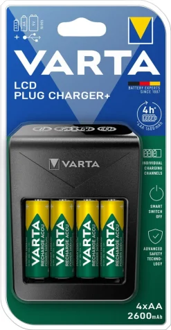 Varta LCD Plug Charger+ batterilader, 2600 mAh