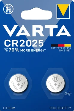 Varta litiumbatteri CR2025, 2-pakning