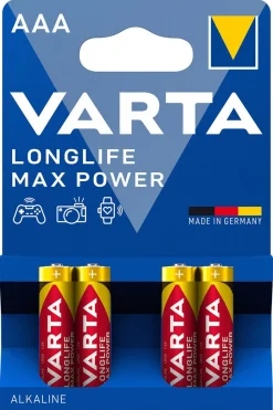 Varta Longlife Max Power AAA/LR03-batterier, 4-pakning