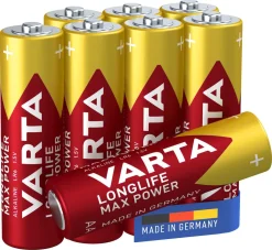 Varta Longlife Max Power AA/LR6-batterier, 8-pakning