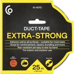 Vevtape X-Power, svart sølvtape, 50 mm x 25 m