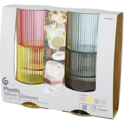 Vinglass i plast 23 cl, stablebare, 4-pakning