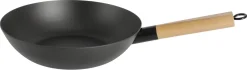 Wokpanne i karbonstål med flat bunn, 28 cm