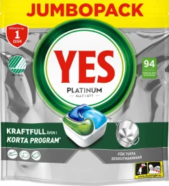 Yes Platinum All In One oppvaskmiddel for maskin, 94-pakning